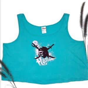 Disney POTC Tank Top Pirates of the Caribbean Skull Teal Pink XXL 2XL Plus Size
